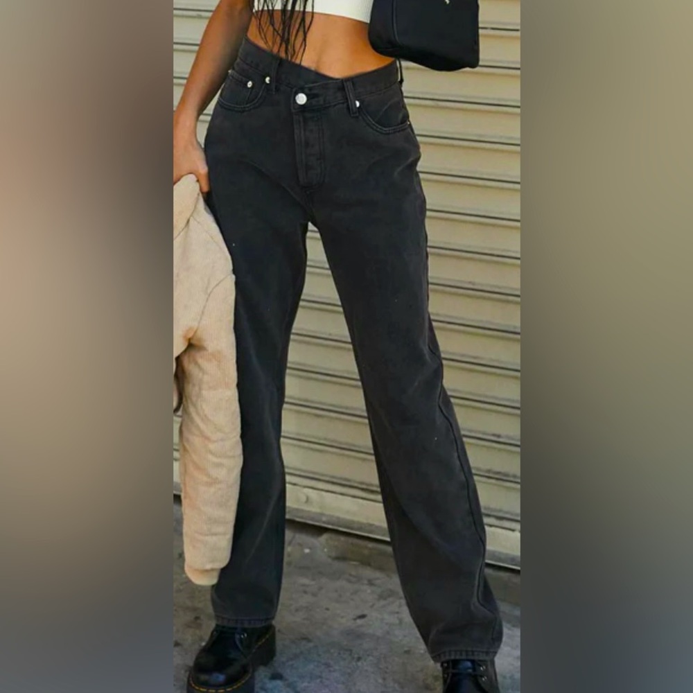 Princess Polly Black Straight Leg Jeans